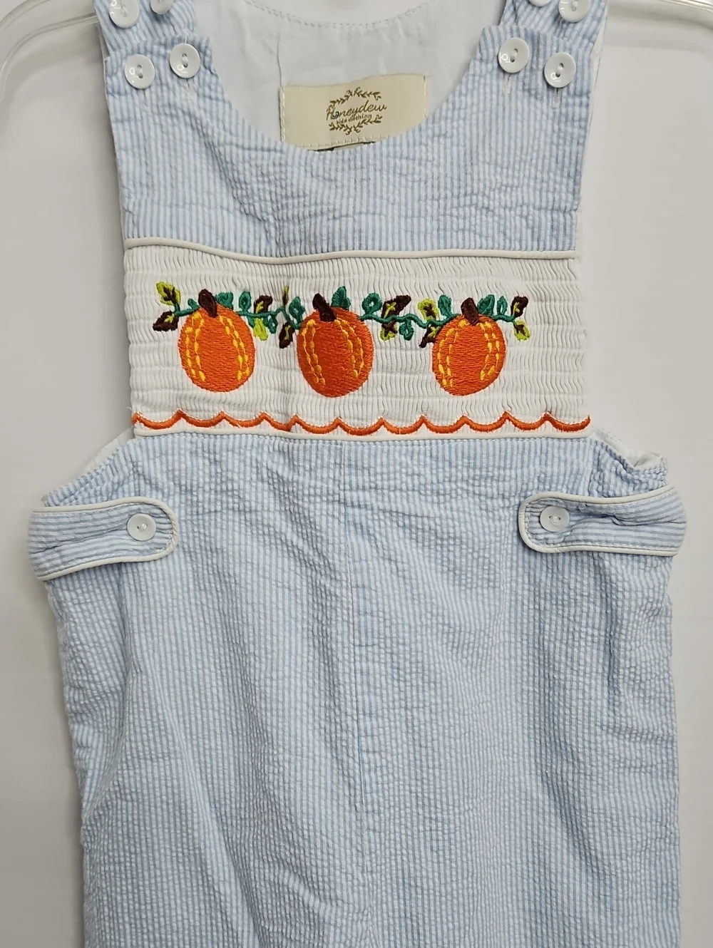 Honeydew Smocked Pumpkins Striped Overalls Sz 24months 100% Cotton
